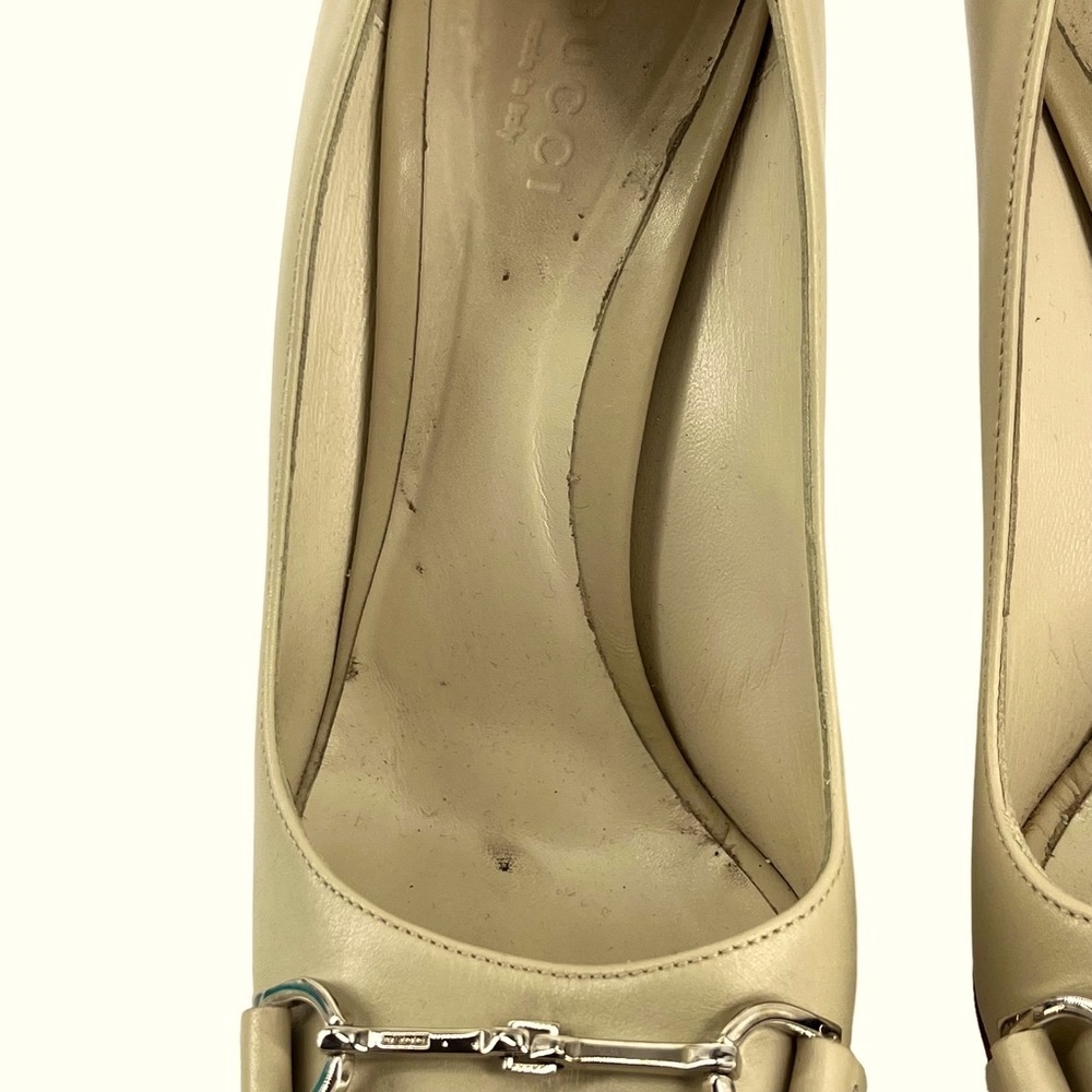 Gucci Womens Cream Colored Pump Open Toe High Heels Size 36.5 Tan color size 6 - Picture 4 of 10